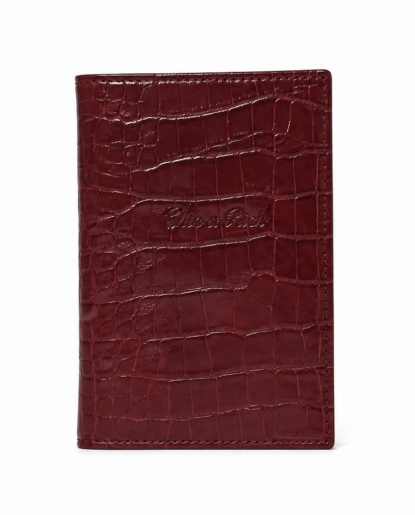 Passport Cover – Burgundy Croc